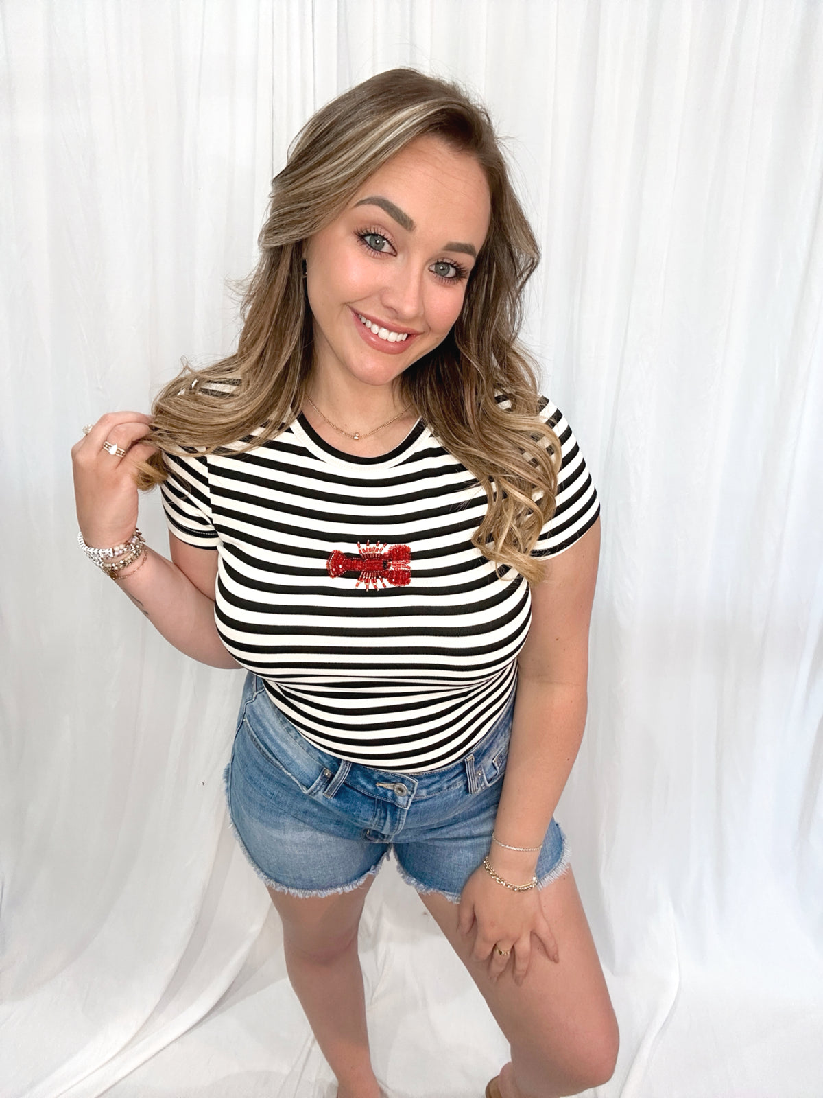 Embroidered Lobster Tee Shirt