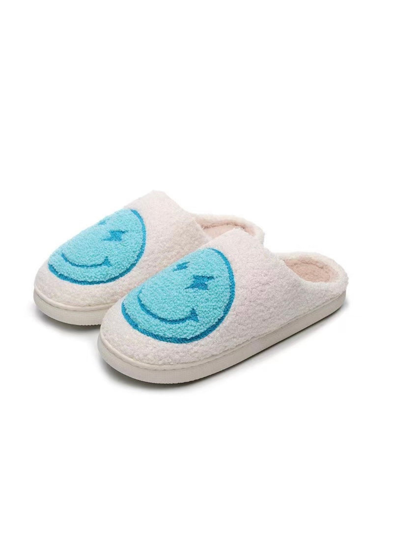 Blue Lightning Smiley Face Slippers